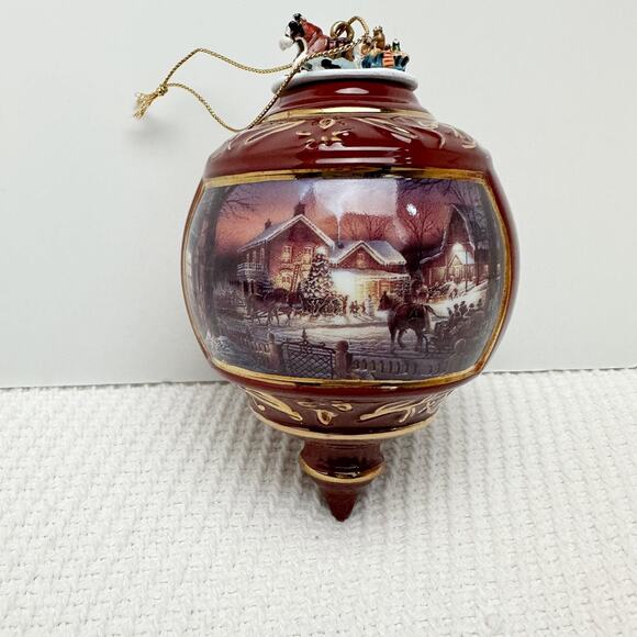 Vintage 1999 Terry Redlin Signed Porcelain Christmas Ornament winter wonderland - Picture 1 of 3